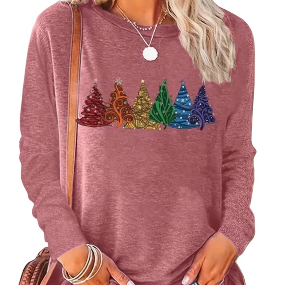 Boutique Tops - Christmas Tree Long Sleeve Shirt Pink XXL 14